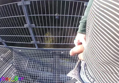 I'm Edit on My Foreskin Cock Outside on a Very Public Observation Tower by a River.