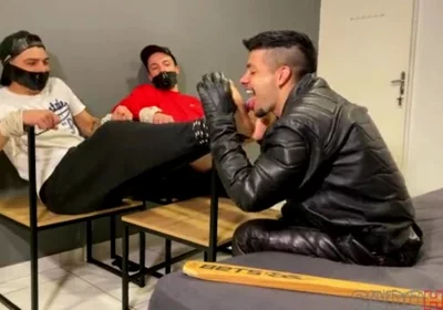 Tickle with tongue leather biker