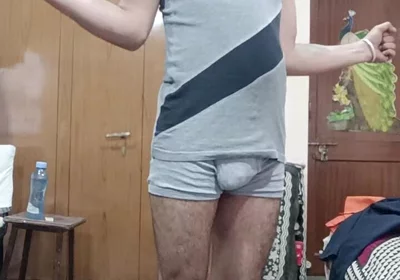 Indian Man Show Excercise in Underwear