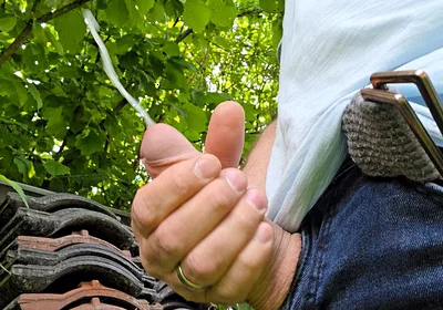 My Big Fat Cock! Playing and Cumming Outside