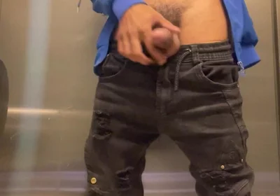 Enjoying Masturbation in a Public Bathroom