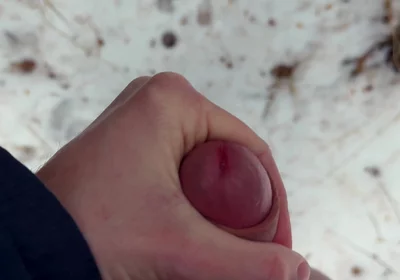 Handy POV - Twink Wixt His Cock in the Forest - in Winter