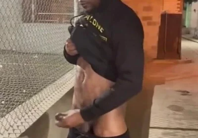Outdoor Cumshot Stroking My Big Black Cock