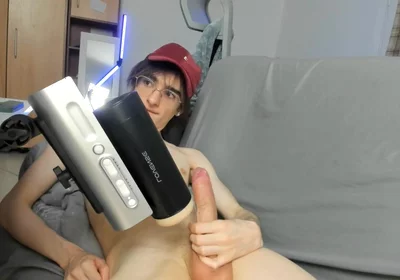 A Young Guy Jerks off Online, Waiting for Someone to Start This Fucking Machine