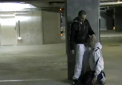 Fucked by scally boy in public parking in paris