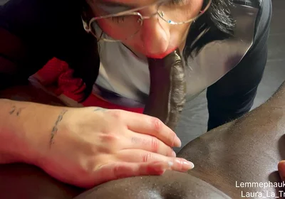 Sexy Trav Sucks My Big Cock Gently and Roughly
