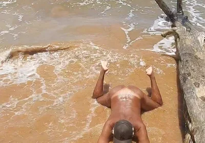 Naked Ladysilva on the Beach Showing off Her Tanned Hot Ass with Sexy Mark