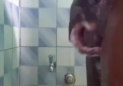 20y BBC Nasty Jerking off in His Shower Cleaning up His Cock