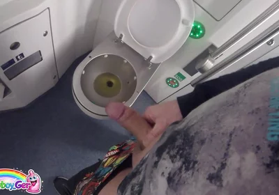 I Peed in the Toilet on the Moving Train and Then Jerked off My Thick Cock in Sexy Underwear. I Was About to Come