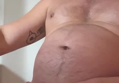 Jerking off in the Morning, Rubbing My Belly, Man Tits, and Nipples. Dripping with Precum and Lots of Cum.