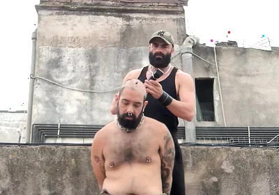 The Bearded Master Has a Hairy Pig Slave and Shaves Its Head.
