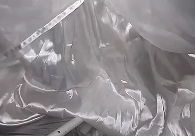 Cum Flows on Satin Wedding Dress