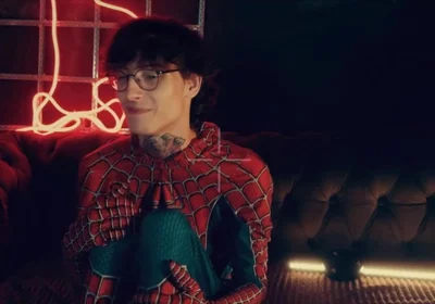 Spider Man Costume. Bottom Boy a Pose. Ass Hole