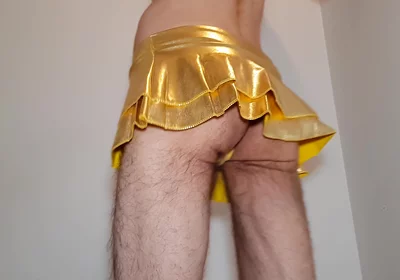 Golden Miniskirt -couldn't Wait- Try on