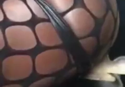 Fishnet Bodysuit Black Muscle Rides White Dildo