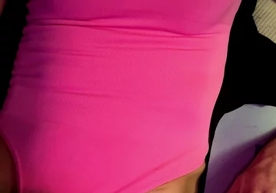 Cdmichelle Wearing Pink Bodysuit with Hard Nipples Cumming on Leg