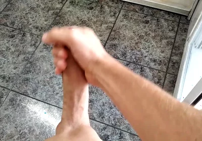 The Huge Fat Cock Took a Long Time to Get Hard, but in the End It Grew and Cums