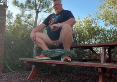 Chubby Guy Almost Caught Playing with His Soft Cock