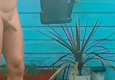 Naked Gardening & Huge Buttplug