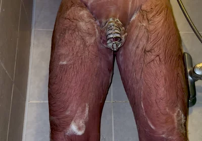 I'm Taking a Shower with a Chastity Belt on My Penis!