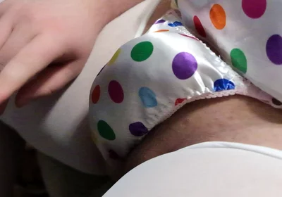 Rainbow Polka Dot Satin Thong Play