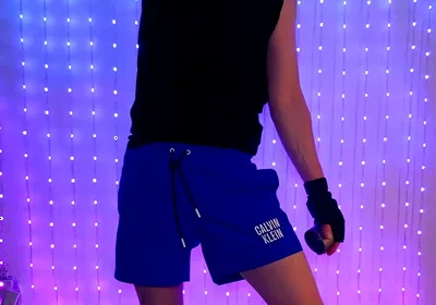 Fitness Workout in Blue Ck Shorts