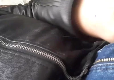 Cumming on a Leather Jacket