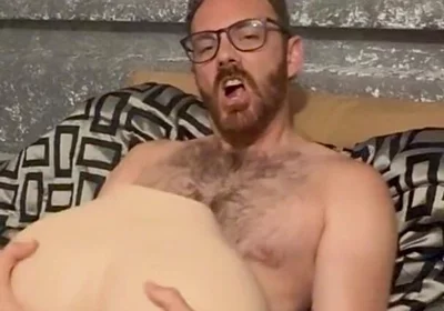 Stroking the Tip of My Big Dick with My Ass Doll