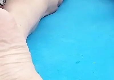 Sexy Soles on Hot Boy's Feet for Foot Fetish of Naked Twink Humping on Mat Outdoor