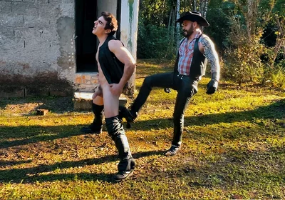 Cowboy Ballbusting on the Farm
