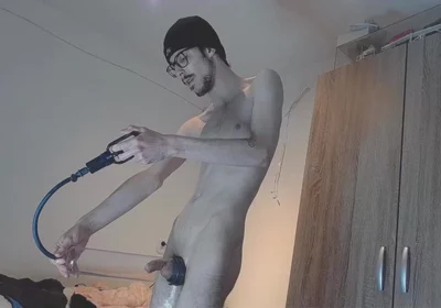 22 Year Old Guy Plays with Penispump and Oil