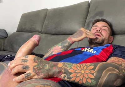 Handsome Spaniard Jerks off in the Barça Shirt