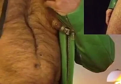 Cop Pumps His Balls, Cock and Nips While Wearing His Cop Leather