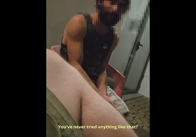 Random Straight Hairy Portuguese Guy with Big Dick Conviced to Get His First Gay Blowjob