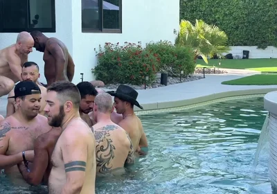 Massive Gay Hardcore Pool Orgy