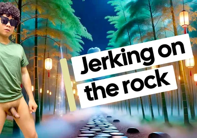 Lying in Rock Naked and Jerking off
