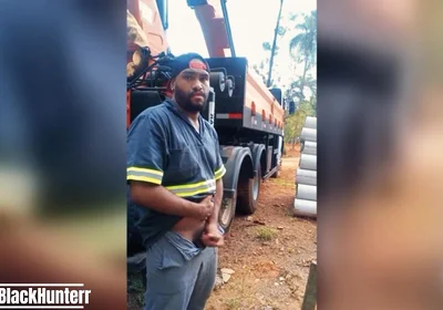 Worker Masturbating at the Construction Site Behind the Company Truck