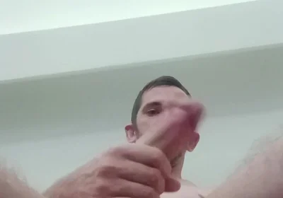 Young Guy Cums All Over with His Big Cock