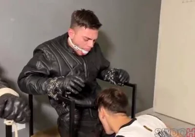 Bound biker boys cuming