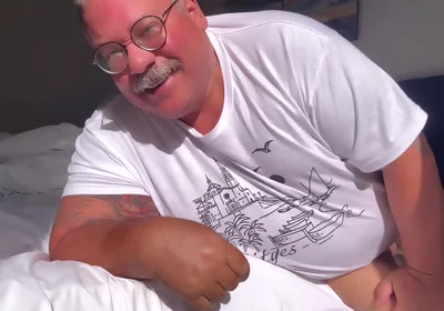 Giant Belly and Man Boobs with a Gorgeous Fat Cucumber