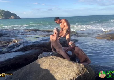 3 Hung Latinos Fuck Bareback Public Beach Hardcore Anal Yuri Diaz