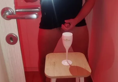 Cum Tasting - Moët & Chandon and a Goblet of Cum Poured by a Nice Big Cock