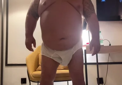 Large Older Giant Gentleman Has a Huge Belly and Hands Free Orgasms