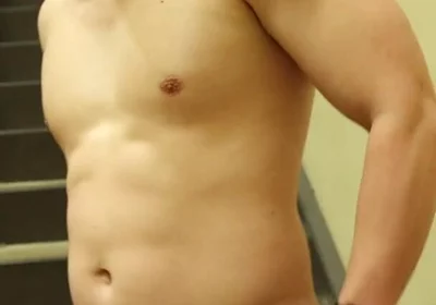 Jerk off by the Stairs at the Gym
